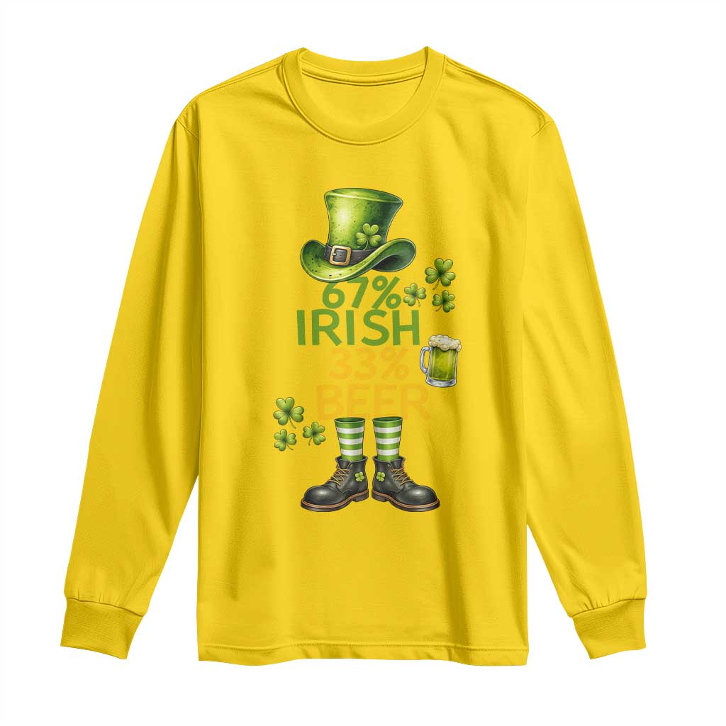 67 Irish 33 Beer Long Sleeve Shirt Funny Six Seven Leprechaun Drinking Beer Lover