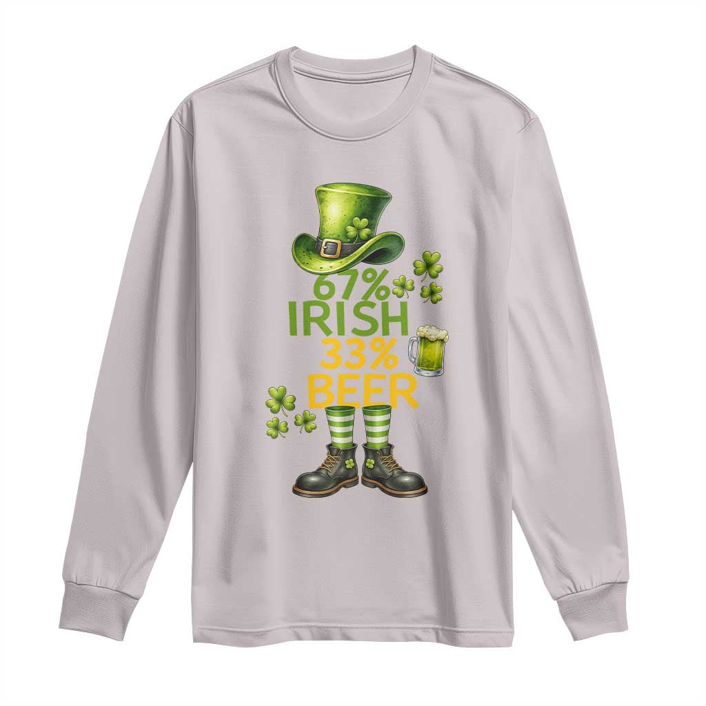 67 Irish 33 Beer Long Sleeve Shirt Funny Six Seven Leprechaun Drinking Beer Lover