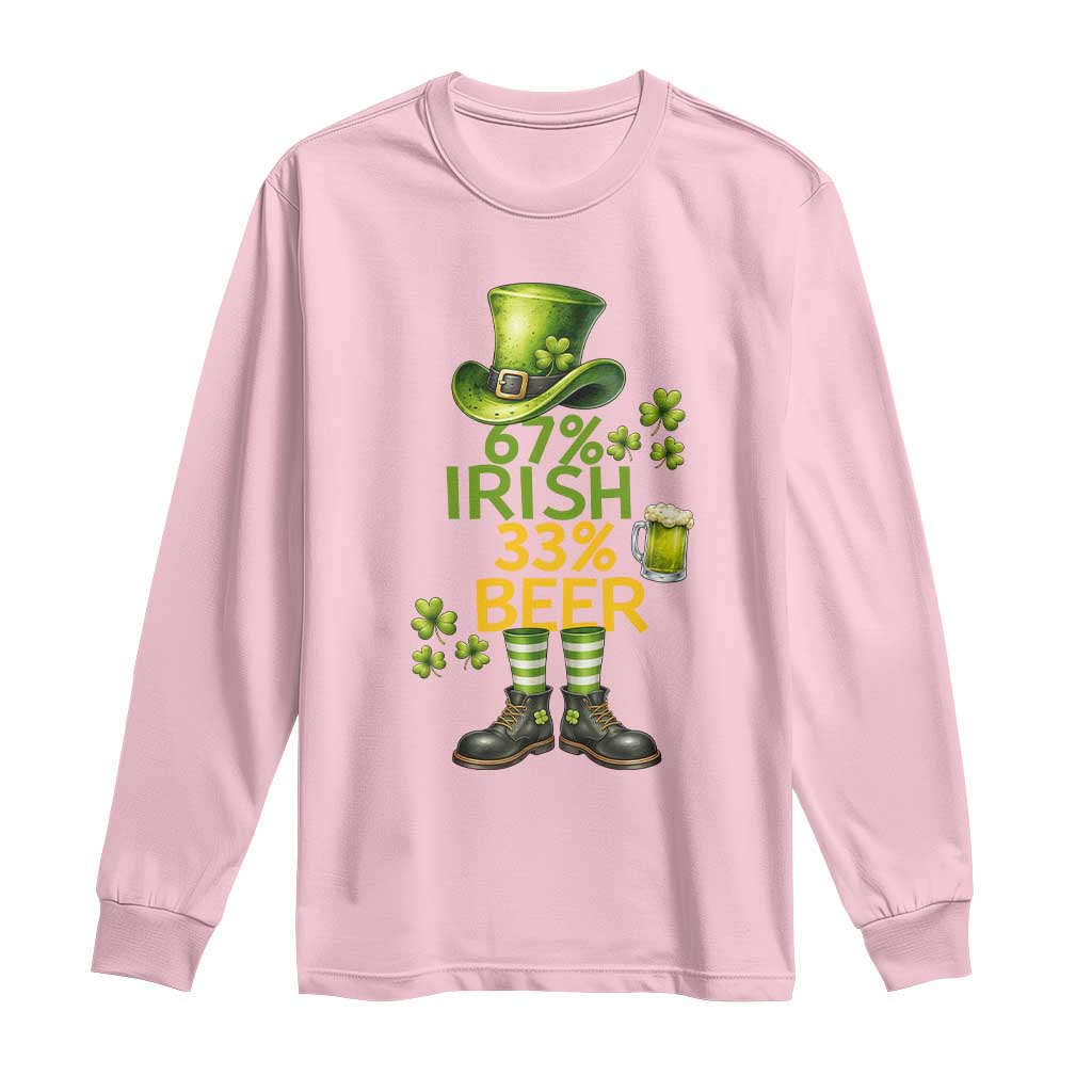 67 Irish 33 Beer Long Sleeve Shirt Funny Six Seven Leprechaun Drinking Beer Lover