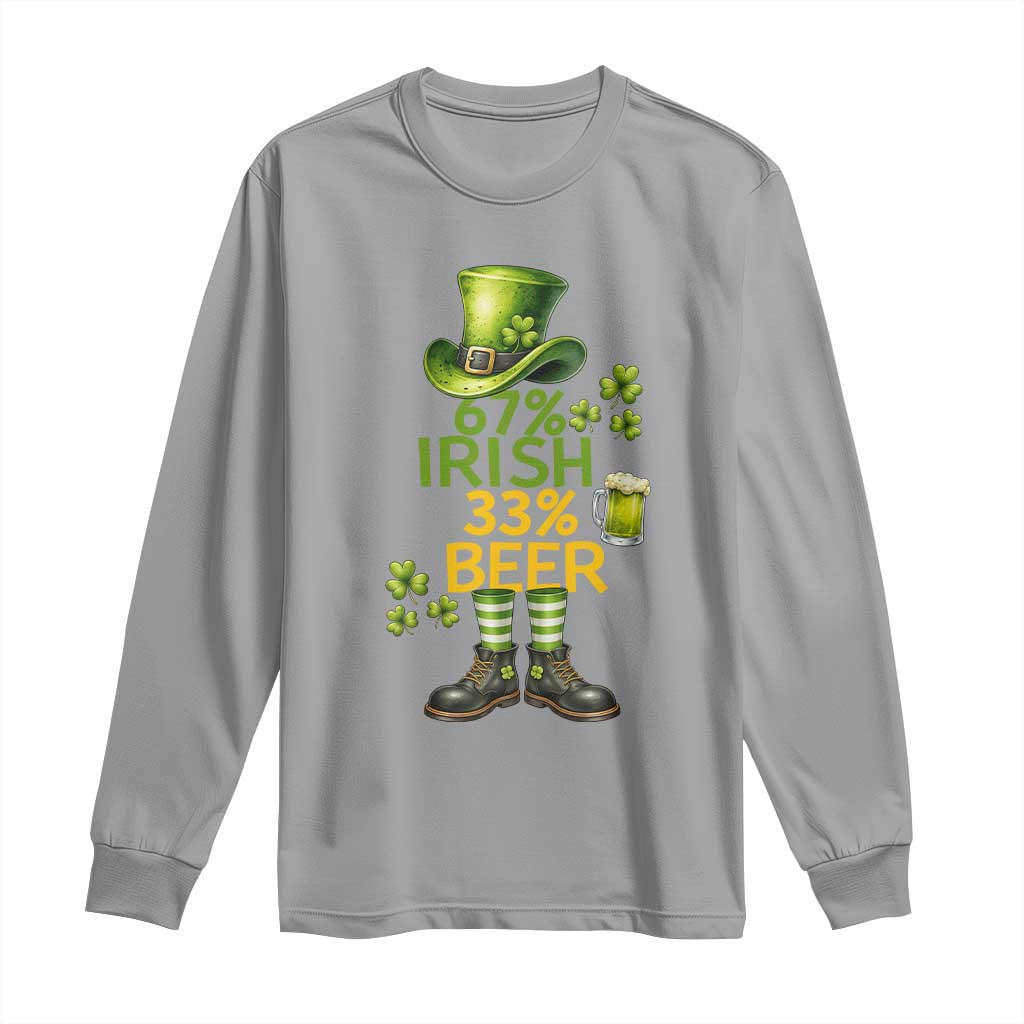67 Irish 33 Beer Long Sleeve Shirt Funny Six Seven Leprechaun Drinking Beer Lover