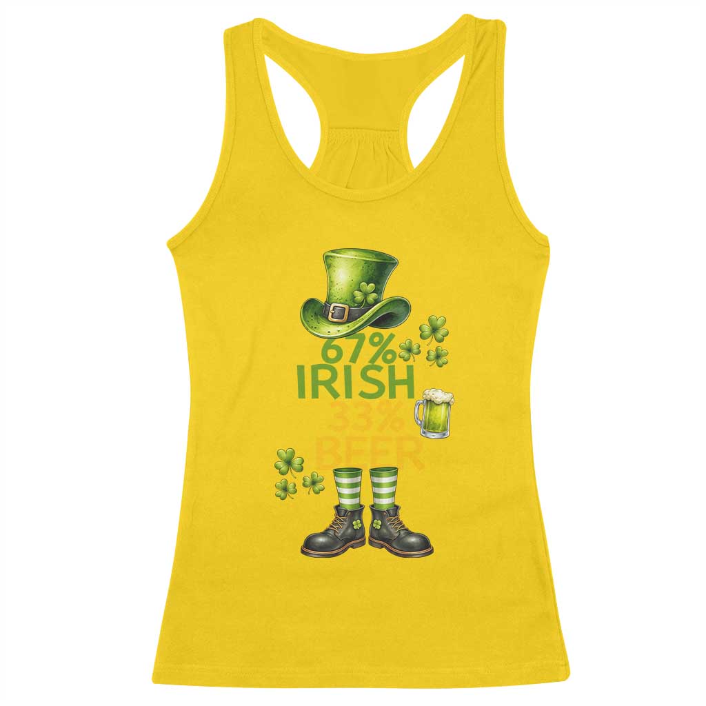 67 Irish 33 Beer Racerback Tank Top Funny Six Seven Leprechaun Drinking Beer Lover