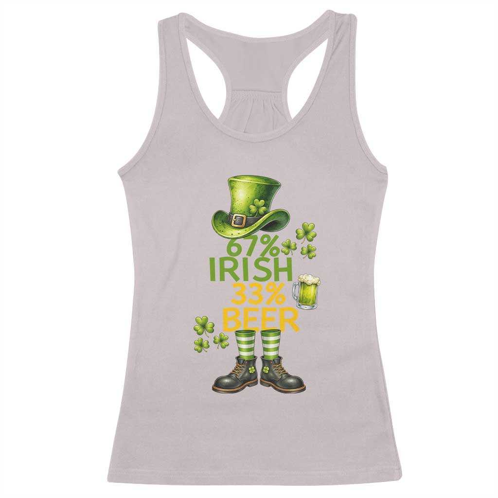 67 Irish 33 Beer Racerback Tank Top Funny Six Seven Leprechaun Drinking Beer Lover