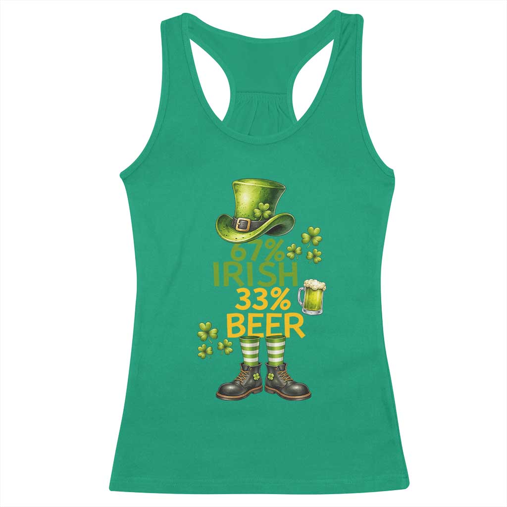 67 Irish 33 Beer Racerback Tank Top Funny Six Seven Leprechaun Drinking Beer Lover