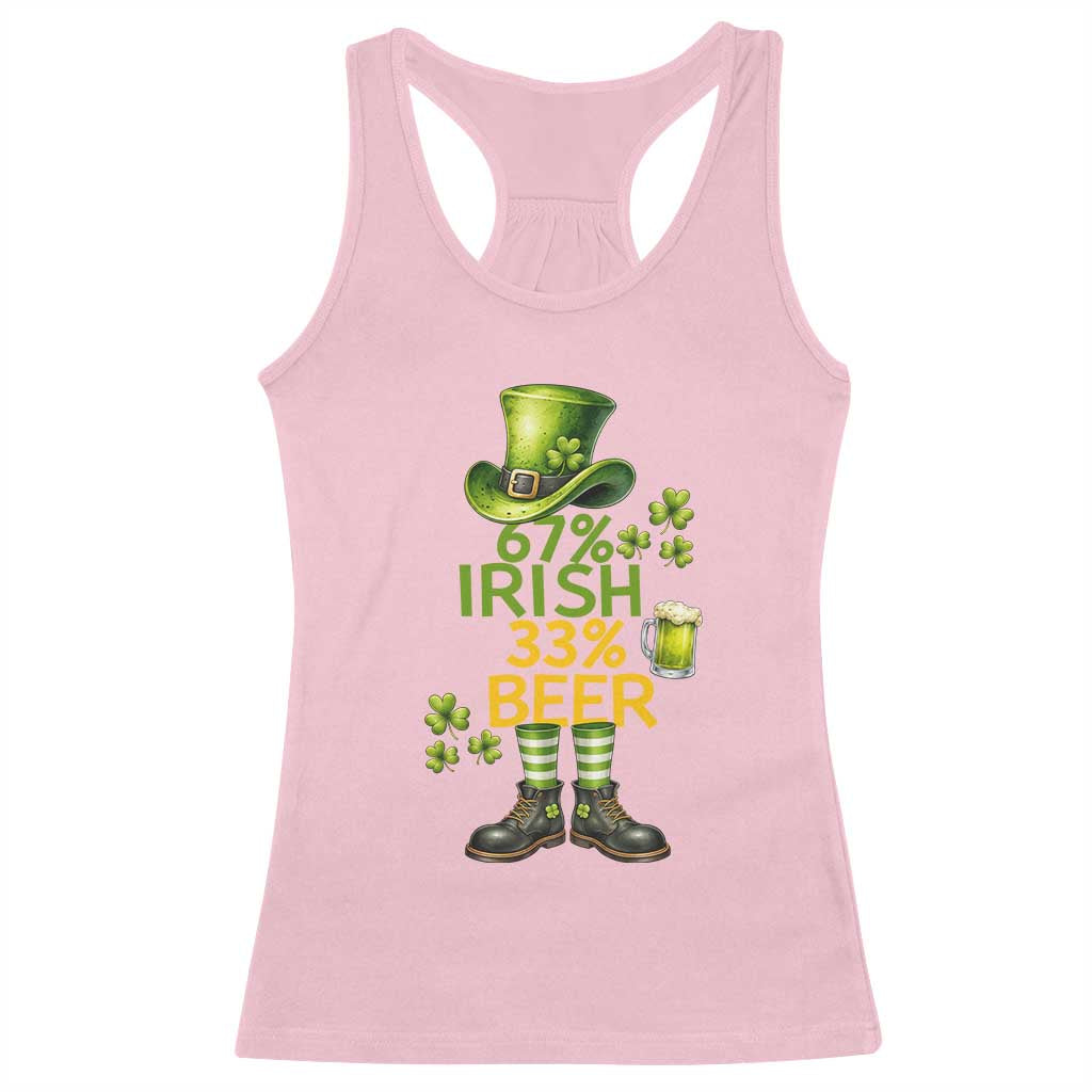 67 Irish 33 Beer Racerback Tank Top Funny Six Seven Leprechaun Drinking Beer Lover