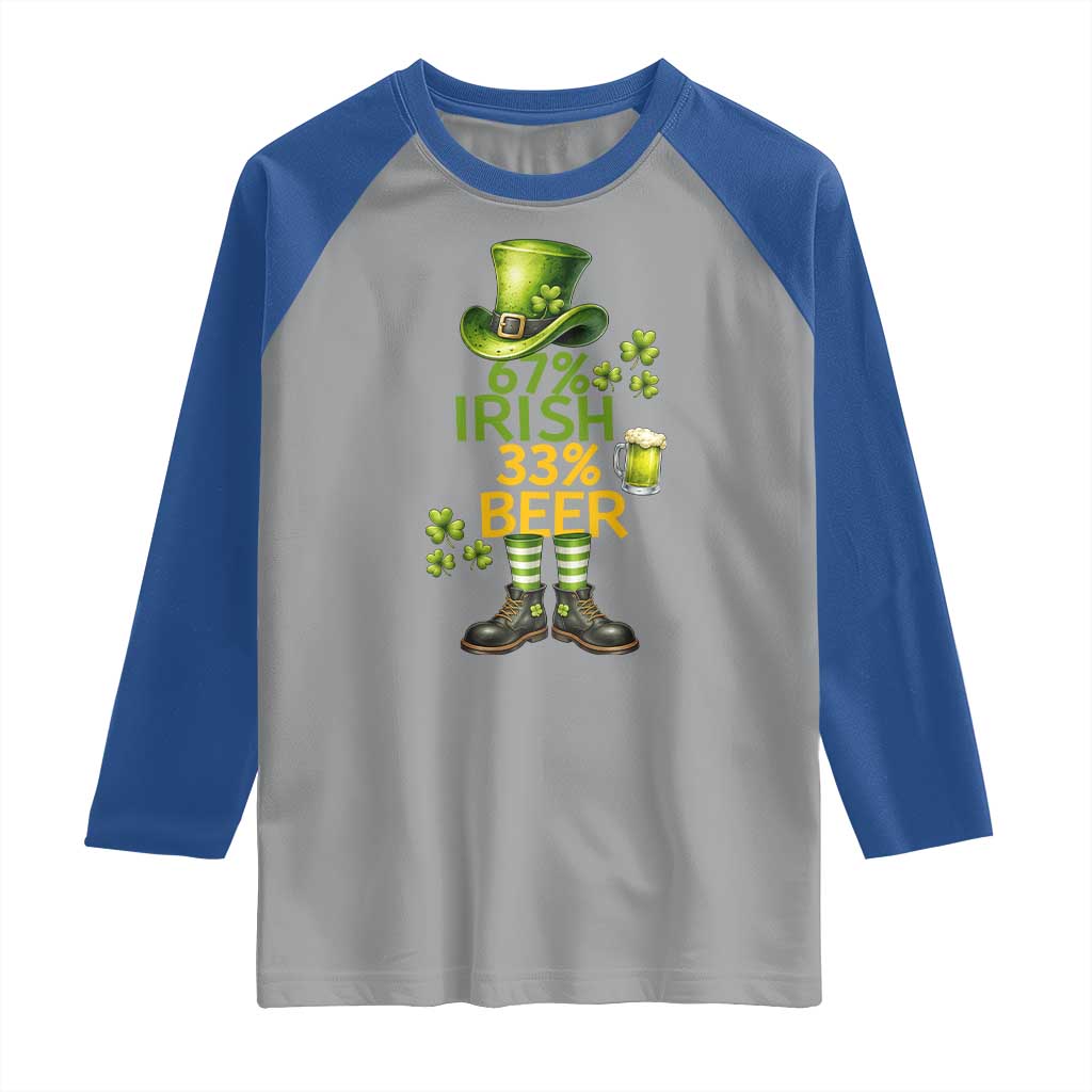67 Irish 33 Beer Raglan Shirt Funny Six Seven Leprechaun Drinking Beer Lover