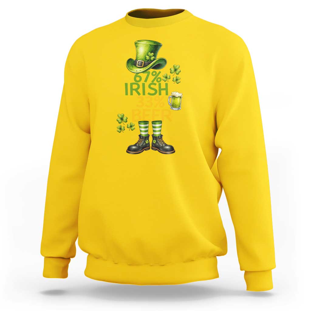 67 Irish 33 Beer Sweatshirt Funny Six Seven Leprechaun Drinking Beer Lover