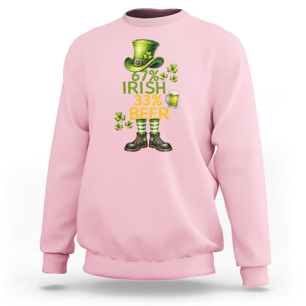 67 Irish 33 Beer Sweatshirt Funny Six Seven Leprechaun Drinking Beer Lover
