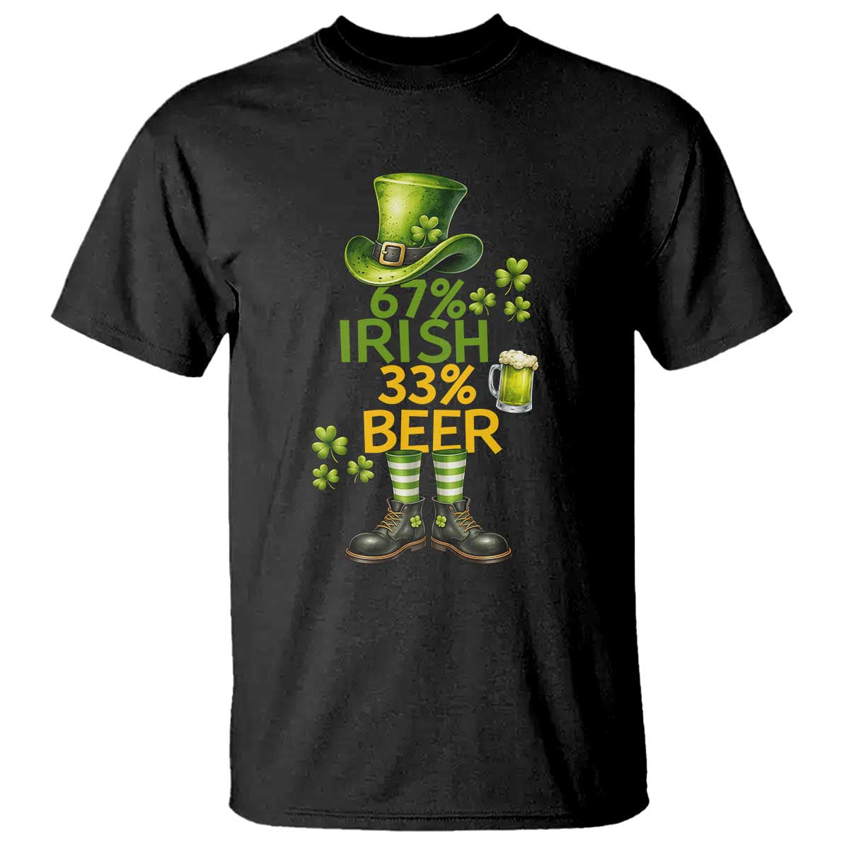 67 Irish 33 Beer T Shirt Funny Six Seven Leprechaun Drinking Beer Lover