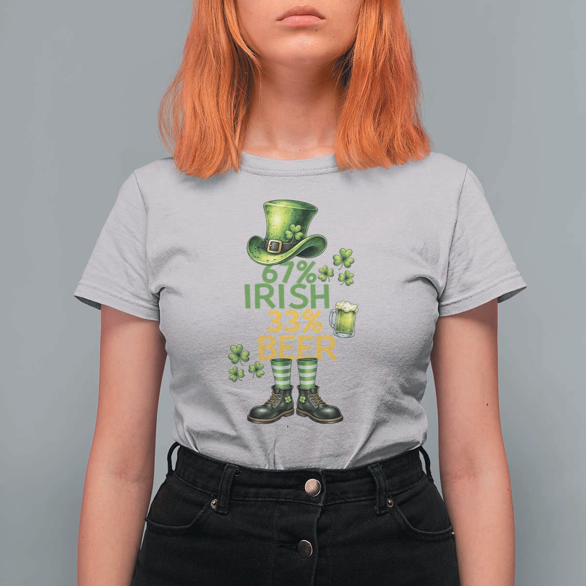 67 Irish 33 Beer T Shirt For Women Funny Six Seven Leprechaun Drinking Beer Lover