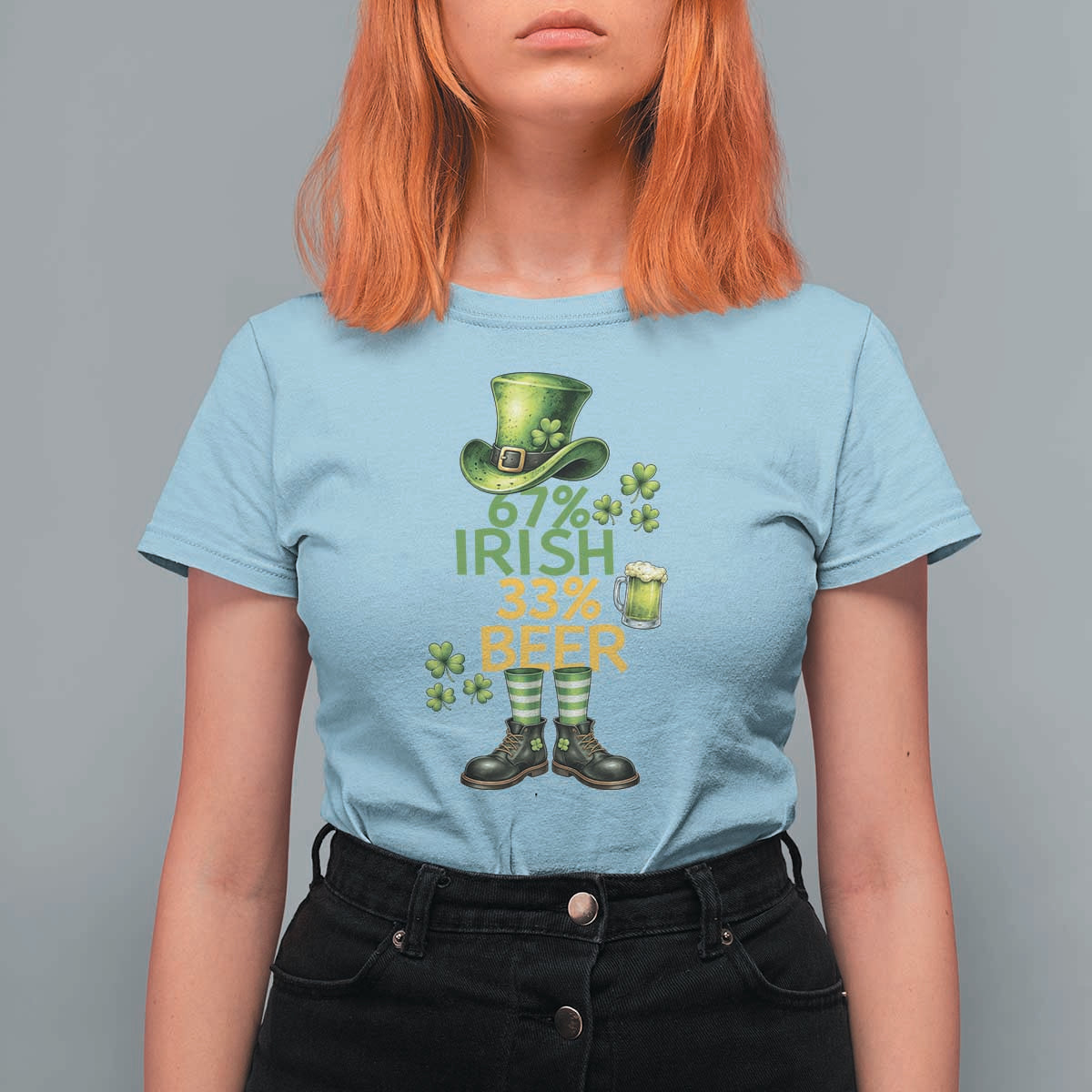 67 Irish 33 Beer T Shirt For Women Funny Six Seven Leprechaun Drinking Beer Lover