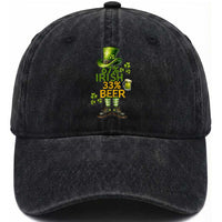 67 Irish 33 Beer Washed Cotton Baseball Cap Funny Six Seven Leprechaun Drinking Beer Lover