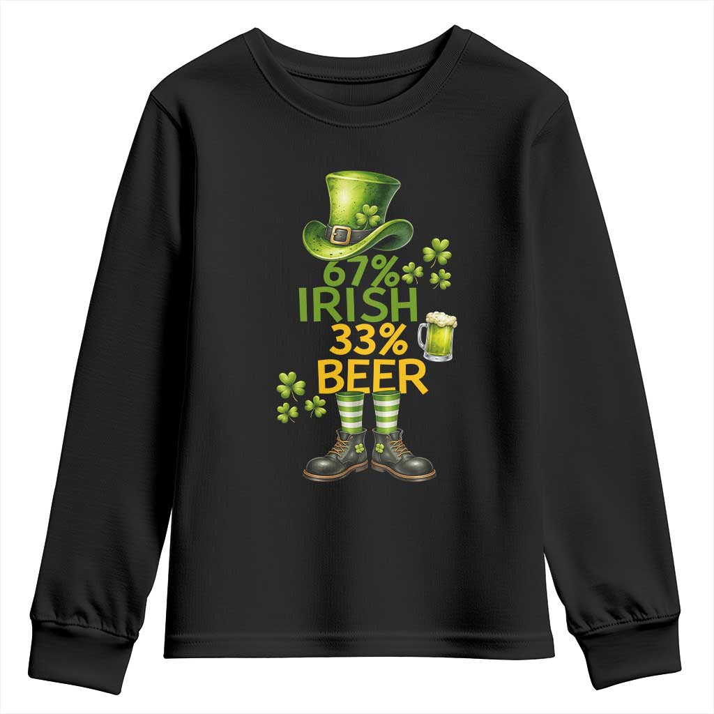 67 Irish 33 Beer Youth Sweatshirt Funny Six Seven Leprechaun Drinking Beer Lover