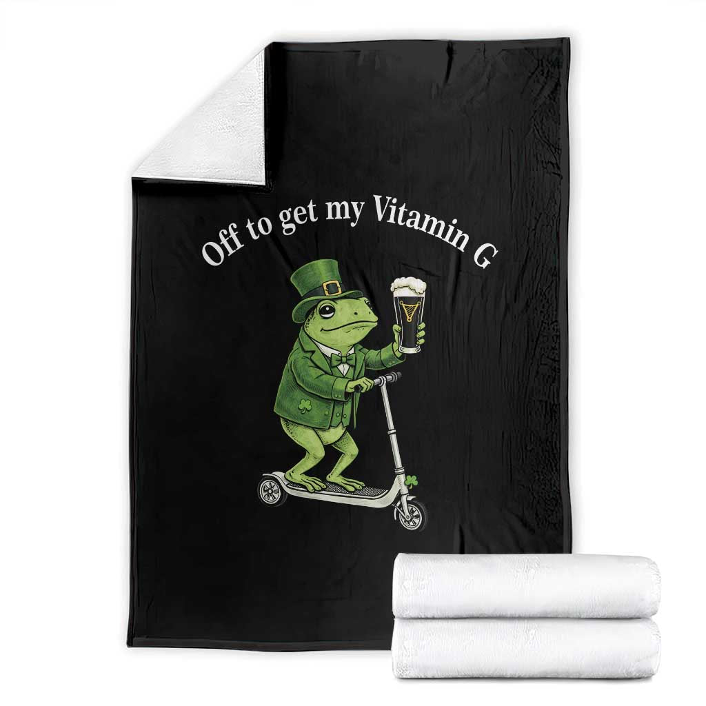Funny Frog St Patricks Day Meme Throw Blanket Vitamin G Irish Beer