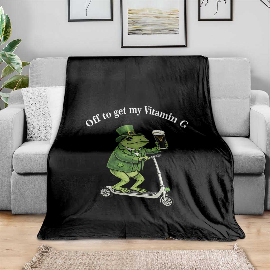 Funny Frog St Patricks Day Meme Throw Blanket Vitamin G Irish Beer