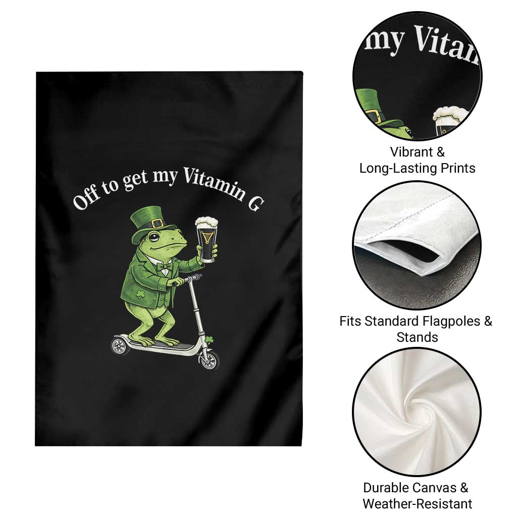 Funny Frog St Patricks Day Meme Garden Flag Vitamin G Irish Beer
