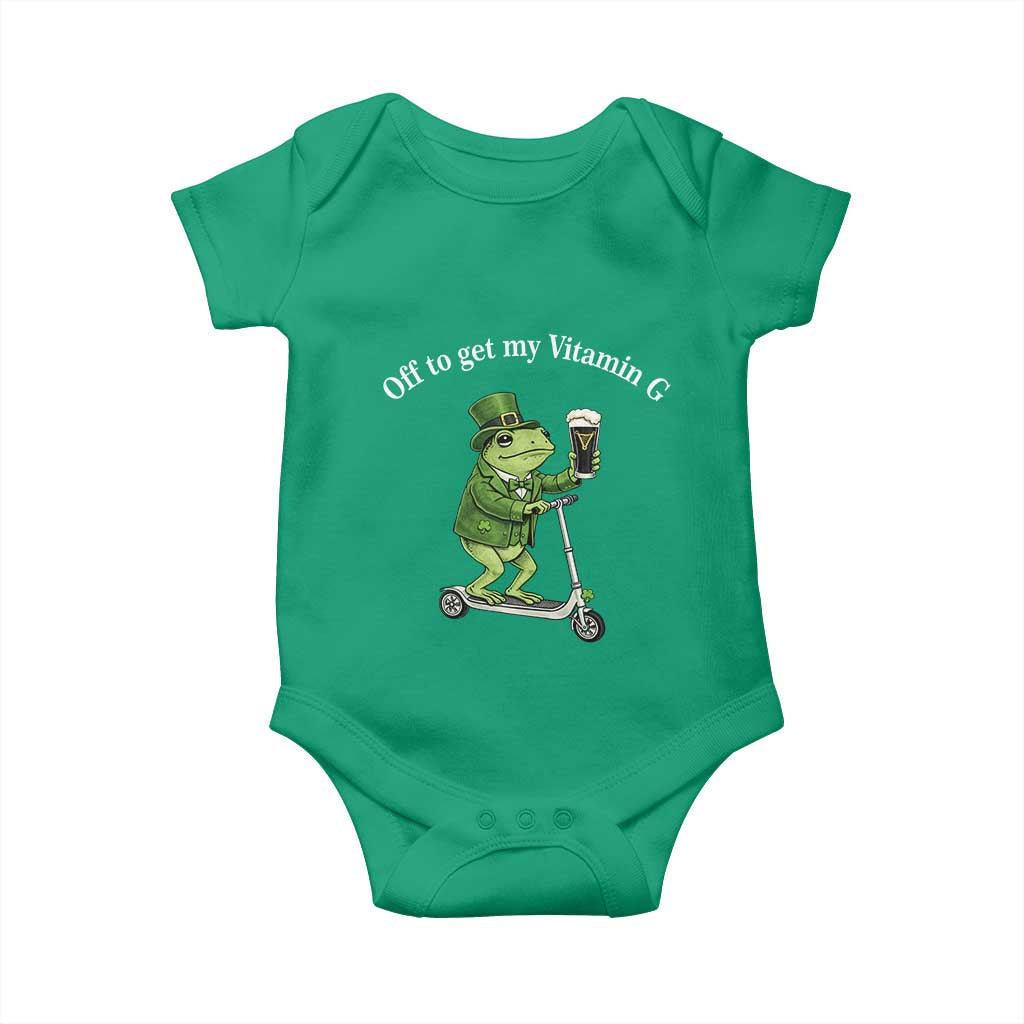Funny Frog St Patricks Day Meme Baby Onesie Vitamin G Irish Beer