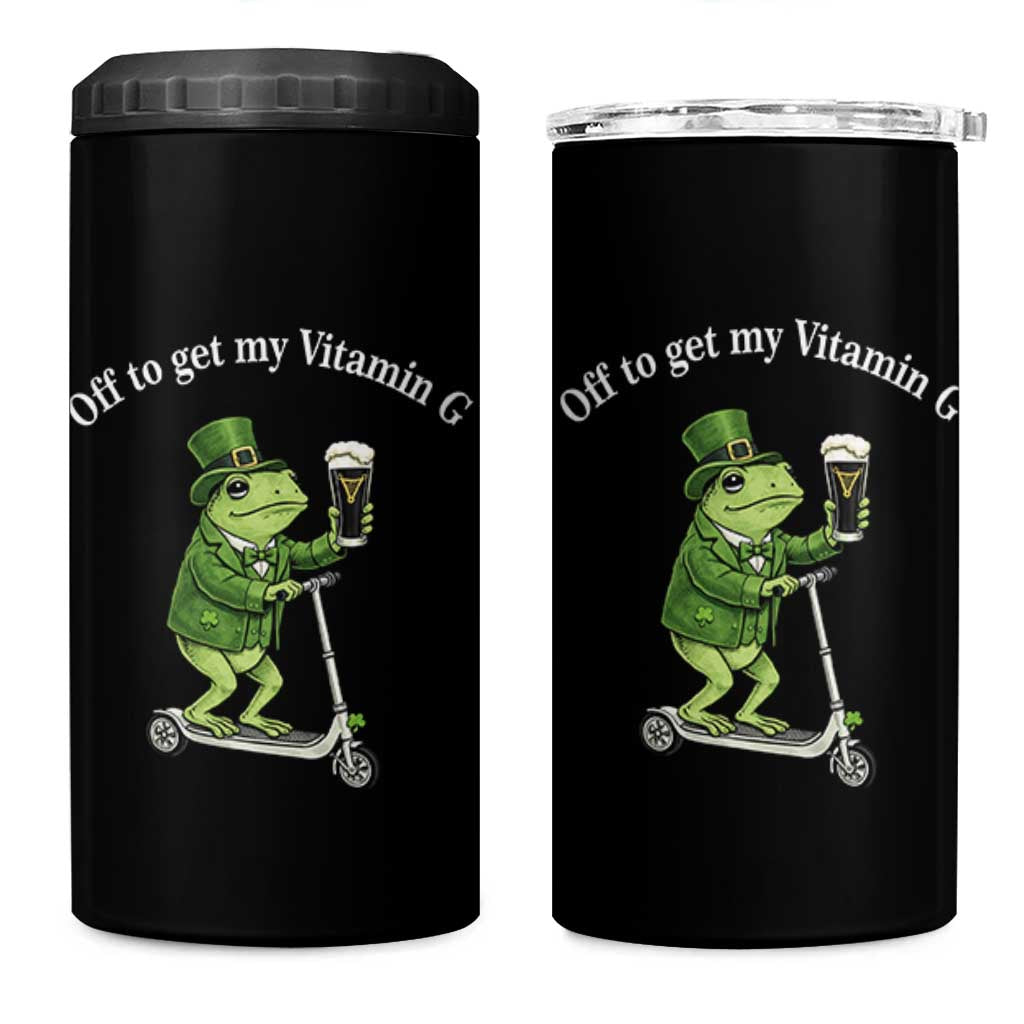 Funny Frog St Patricks Day Meme 4 in 1 Can Cooler Tumbler Vitamin G Irish Beer