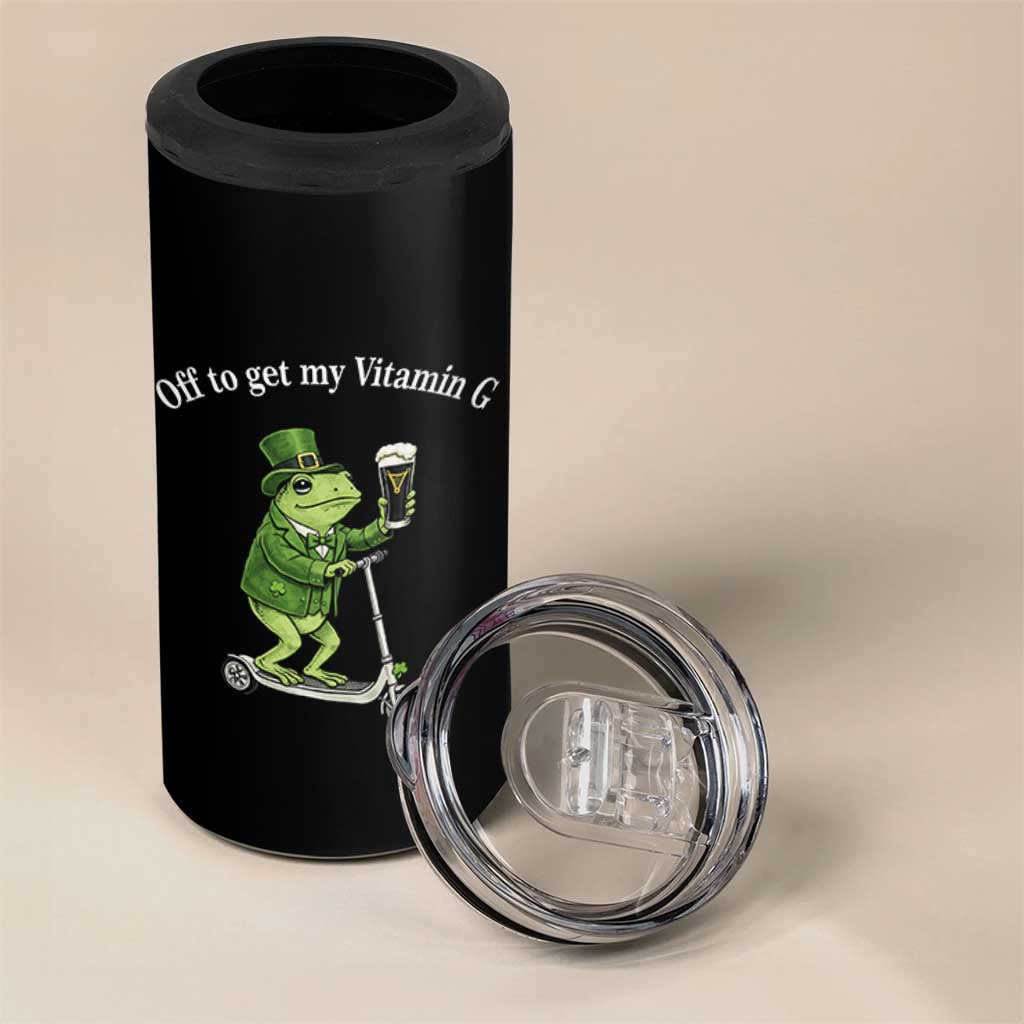 Funny Frog St Patricks Day Meme 4 in 1 Can Cooler Tumbler Vitamin G Irish Beer