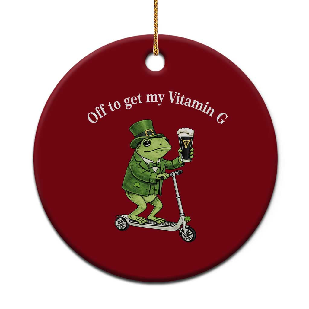 Funny Frog St Patricks Day Meme Ceramic Ornament Vitamin G Irish Beer