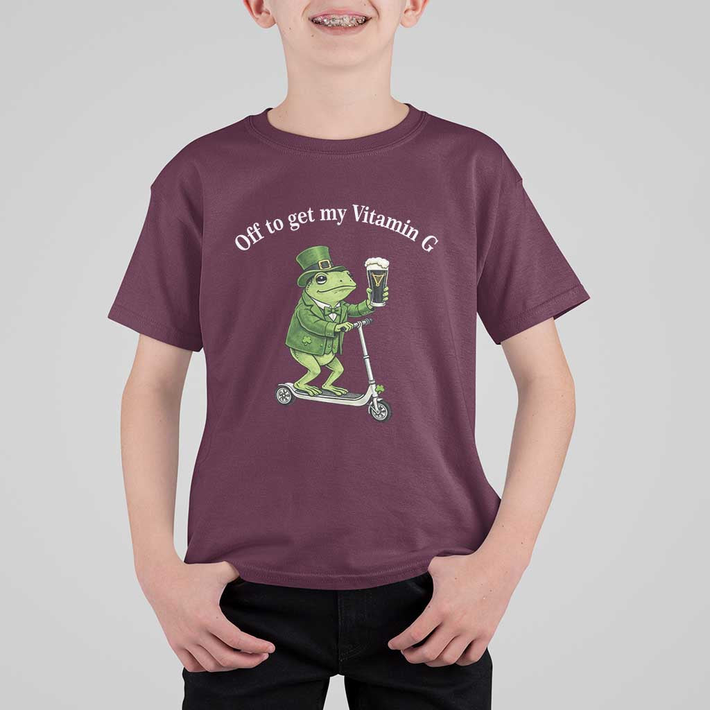 Funny Frog St Patricks Day Meme T Shirt For Kid Vitamin G Irish Beer