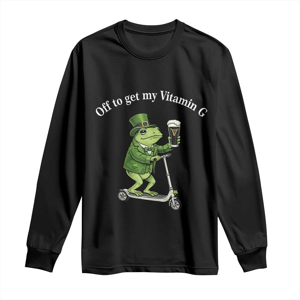 Funny Frog St Patricks Day Meme Long Sleeve Shirt Vitamin G Irish Beer