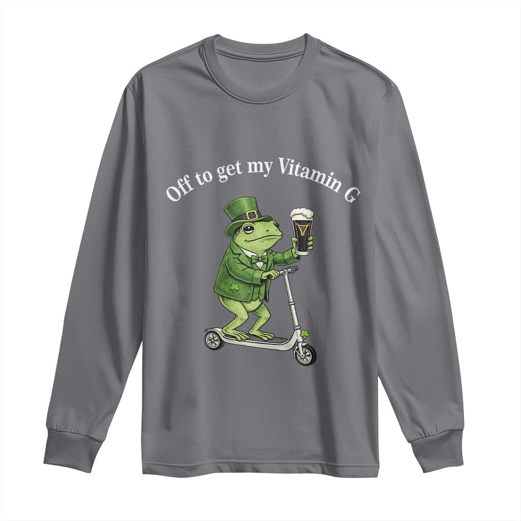 Funny Frog St Patricks Day Meme Long Sleeve Shirt Vitamin G Irish Beer