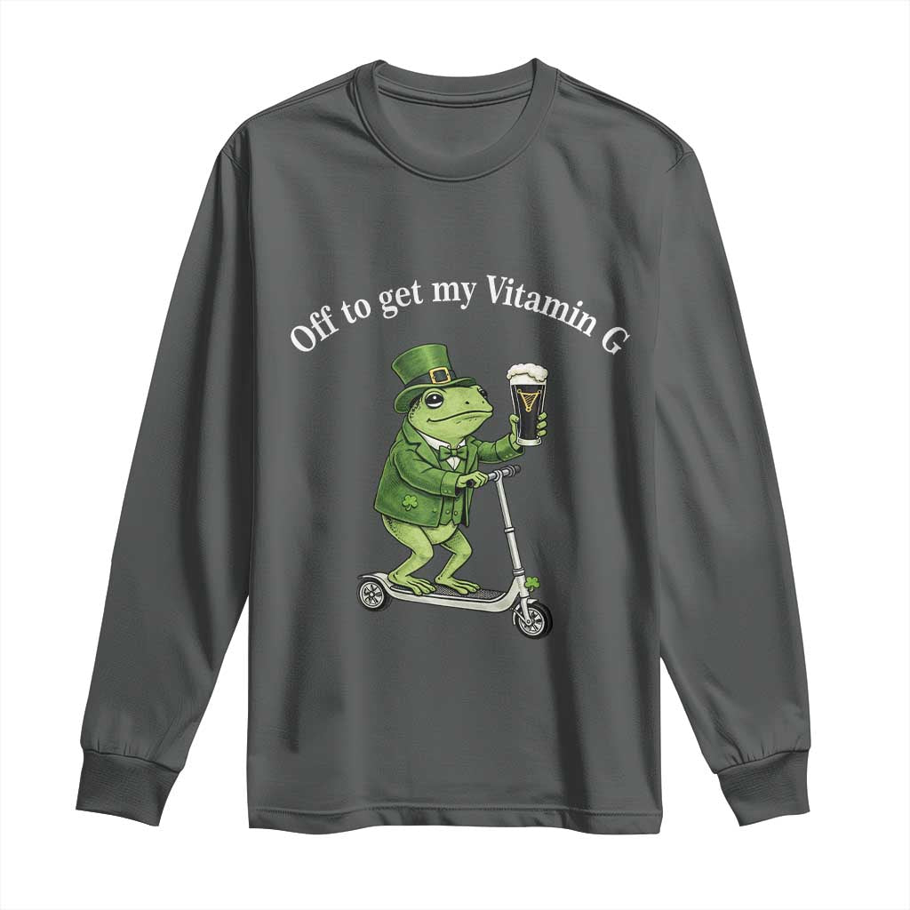 Funny Frog St Patricks Day Meme Long Sleeve Shirt Vitamin G Irish Beer