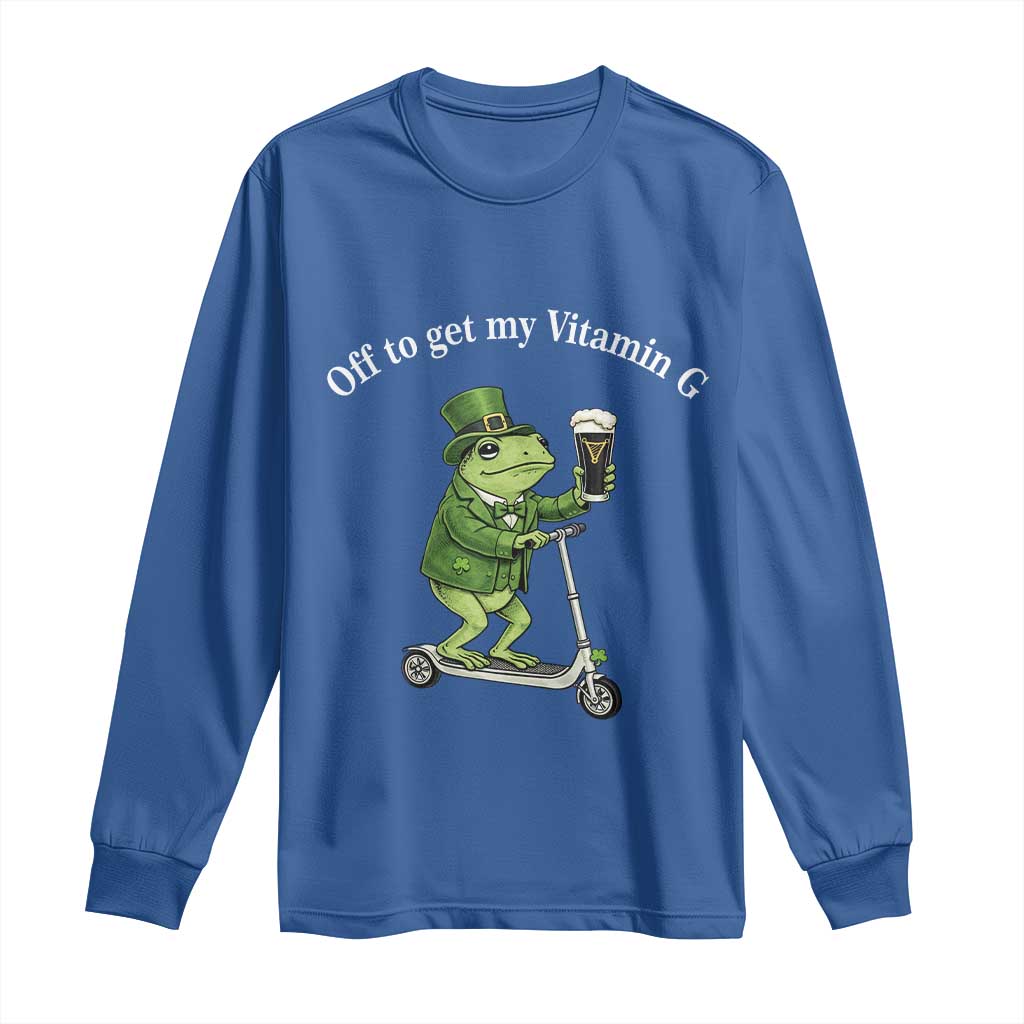 Funny Frog St Patricks Day Meme Long Sleeve Shirt Vitamin G Irish Beer