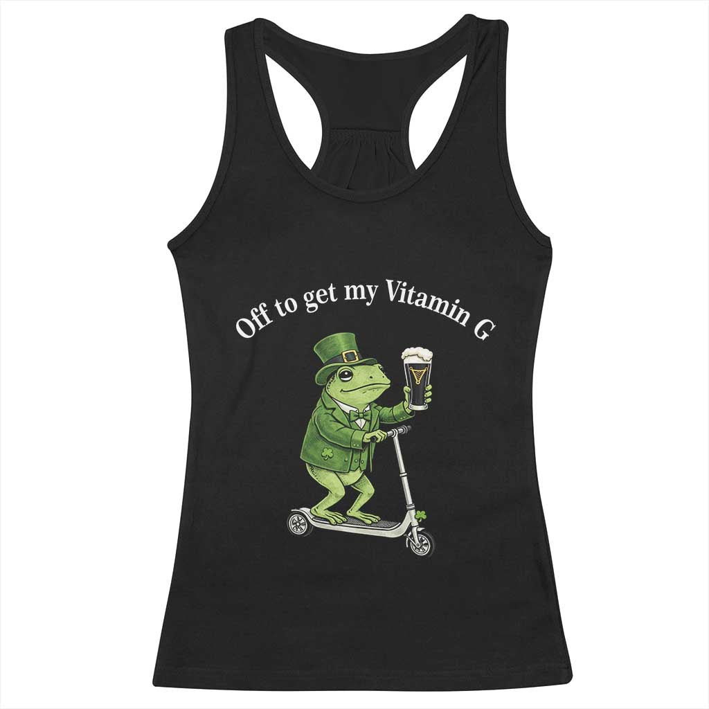 Funny Frog St Patricks Day Meme Racerback Tank Top Vitamin G Irish Beer