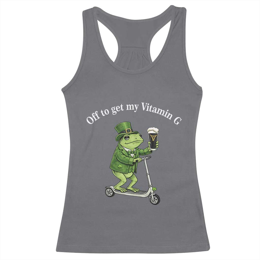 Funny Frog St Patricks Day Meme Racerback Tank Top Vitamin G Irish Beer