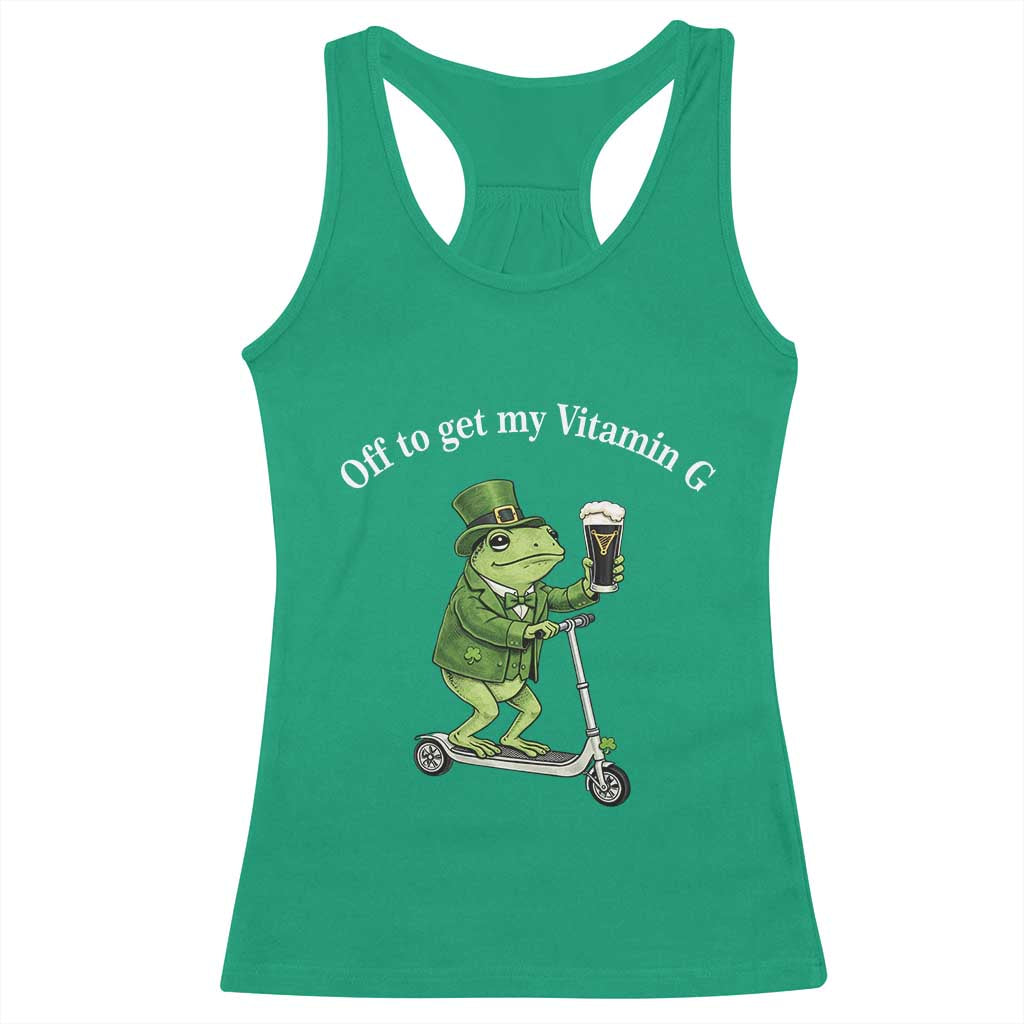 Funny Frog St Patricks Day Meme Racerback Tank Top Vitamin G Irish Beer