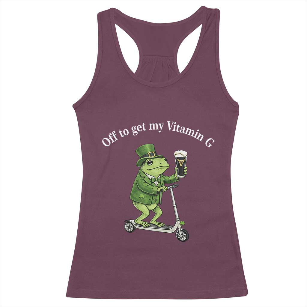 Funny Frog St Patricks Day Meme Racerback Tank Top Vitamin G Irish Beer