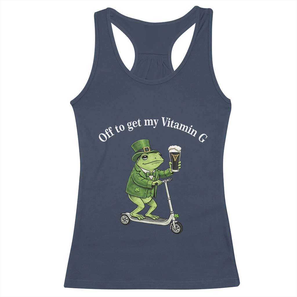 Funny Frog St Patricks Day Meme Racerback Tank Top Vitamin G Irish Beer