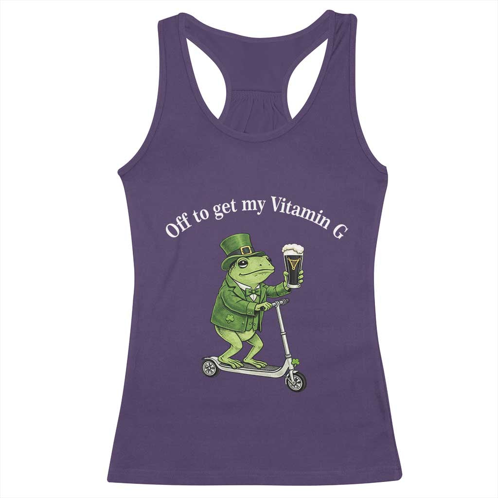 Funny Frog St Patricks Day Meme Racerback Tank Top Vitamin G Irish Beer