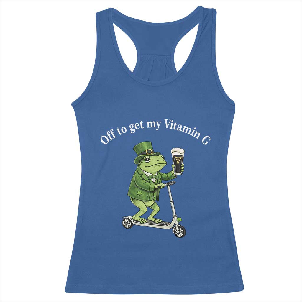 Funny Frog St Patricks Day Meme Racerback Tank Top Vitamin G Irish Beer