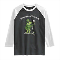 Funny Frog St Patricks Day Meme Raglan Shirt Vitamin G Irish Beer