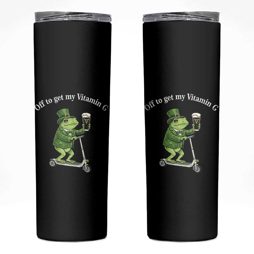 Funny Frog St Patricks Day Meme Skinny Tumbler Vitamin G Irish Beer