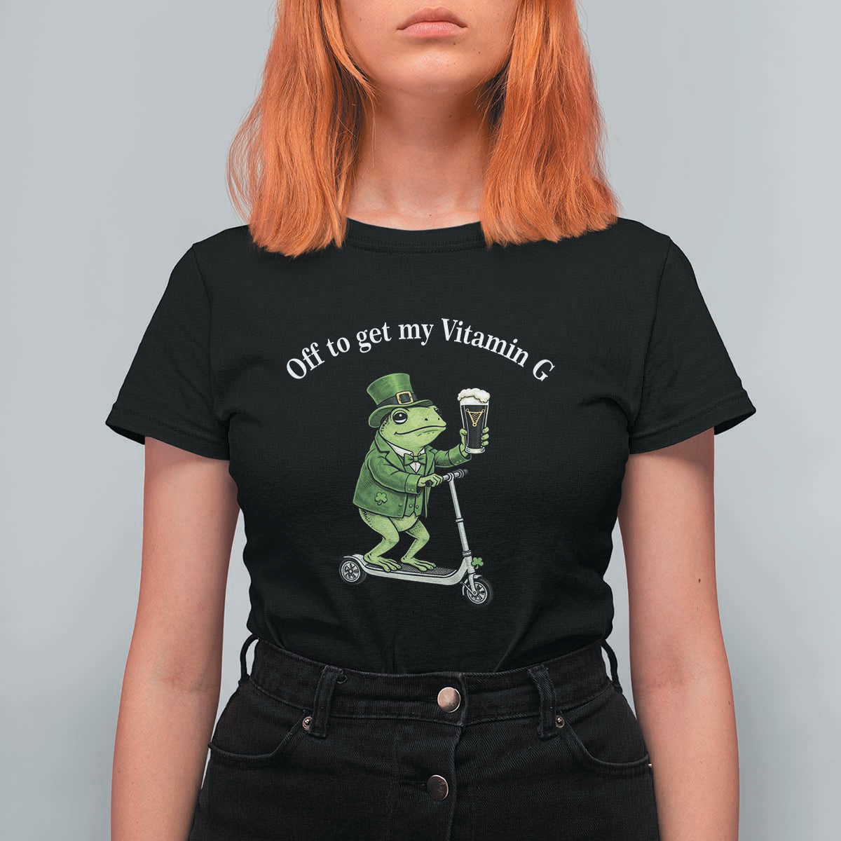 Funny Frog St Patricks Day Meme T Shirt For Women Vitamin G Irish Beer