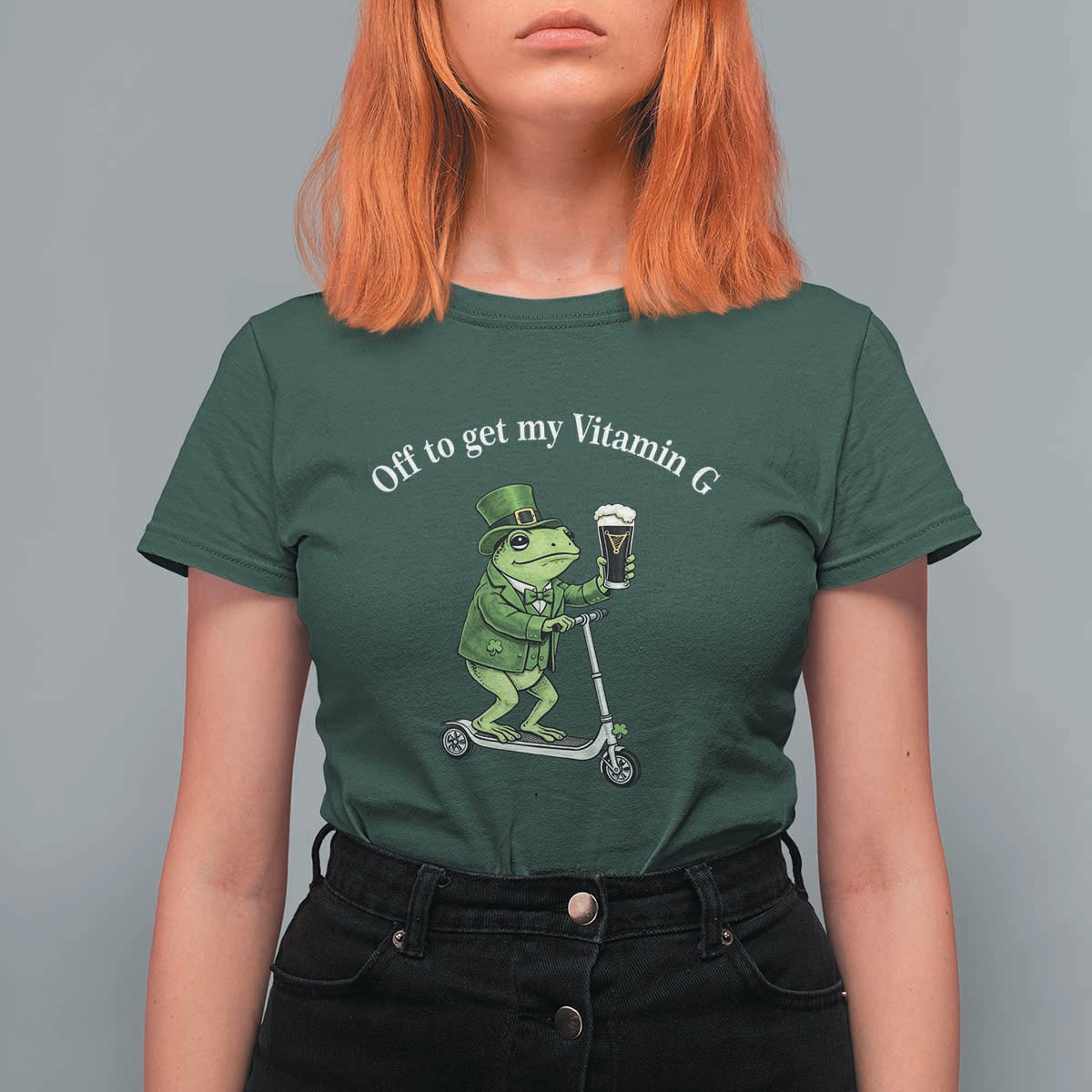 Funny Frog St Patricks Day Meme T Shirt For Women Vitamin G Irish Beer