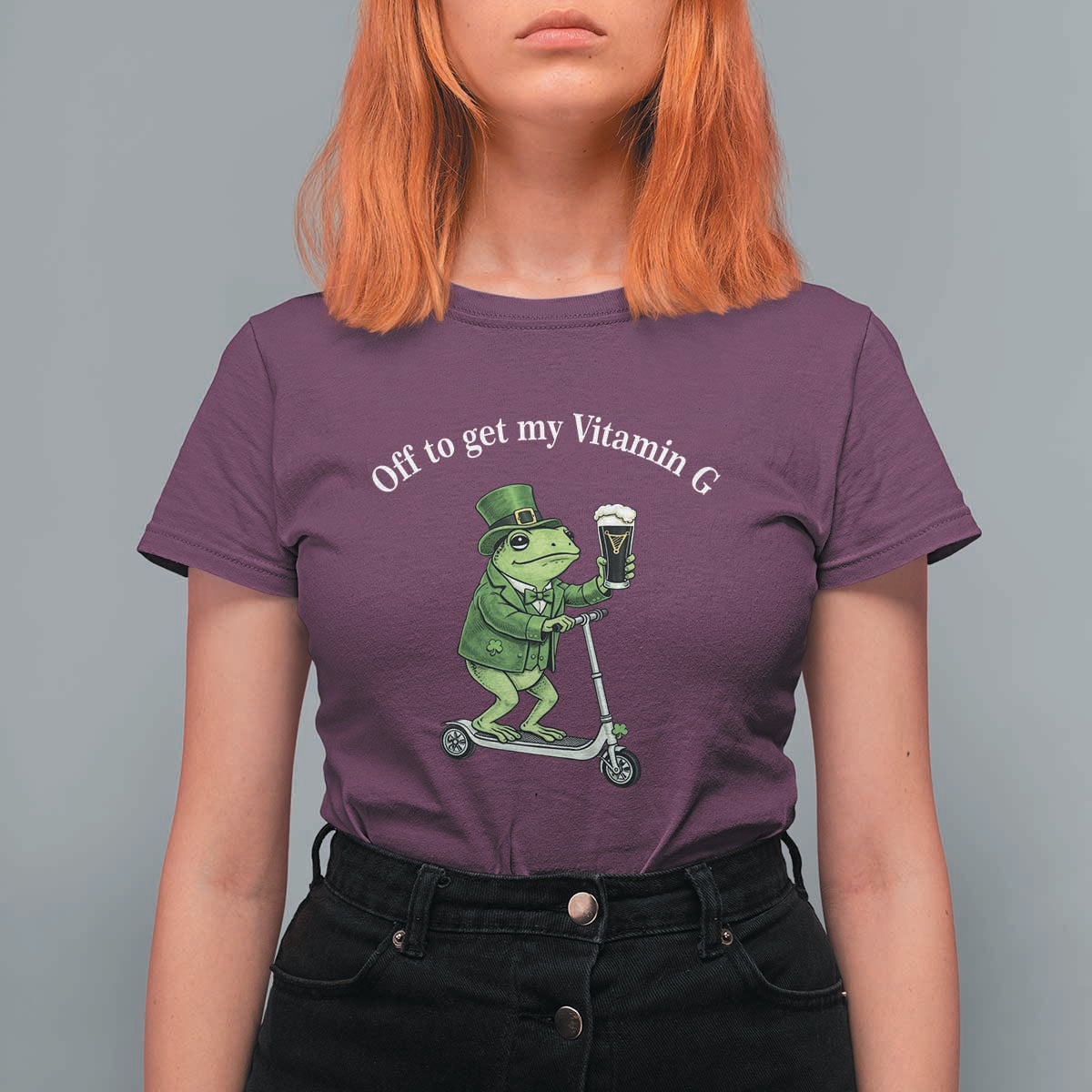 Funny Frog St Patricks Day Meme T Shirt For Women Vitamin G Irish Beer