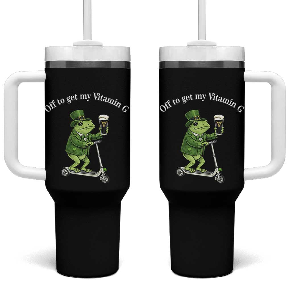 Funny Frog St Patricks Day Meme Tumbler With Handle Vitamin G Irish Beer