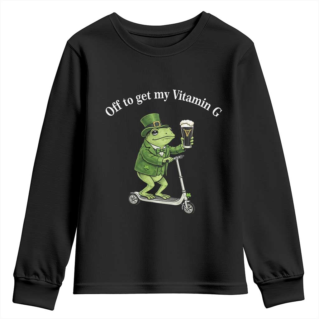Funny Frog St Patricks Day Meme Youth Sweatshirt Vitamin G Irish Beer