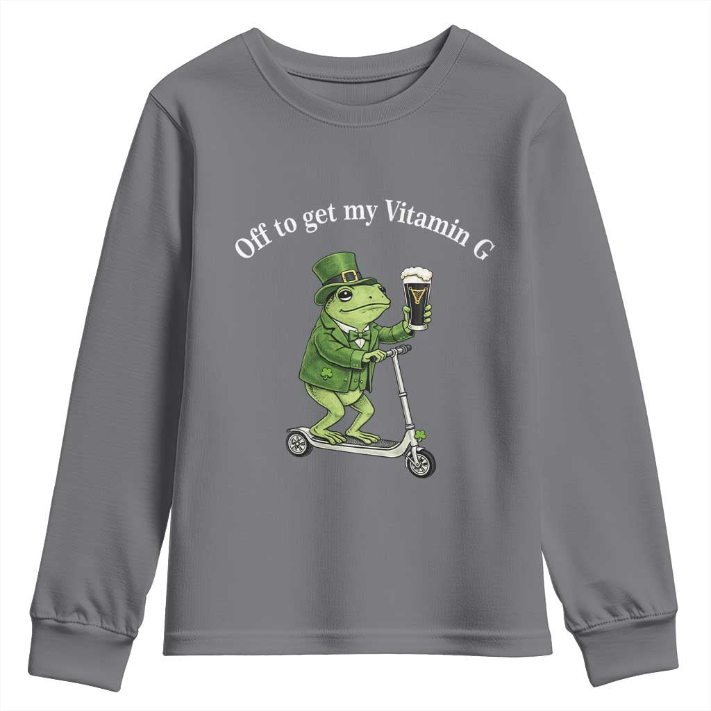 Funny Frog St Patricks Day Meme Youth Sweatshirt Vitamin G Irish Beer