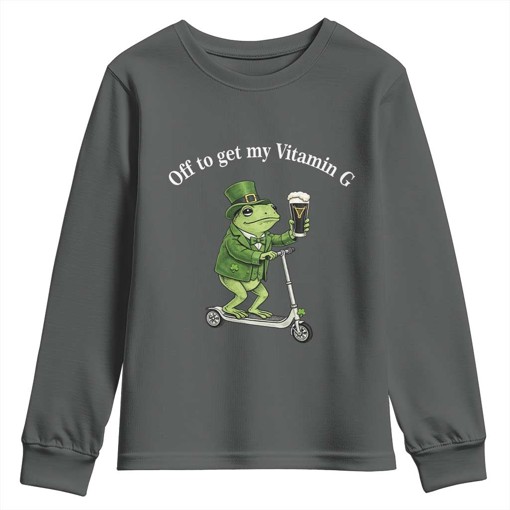Funny Frog St Patricks Day Meme Youth Sweatshirt Vitamin G Irish Beer