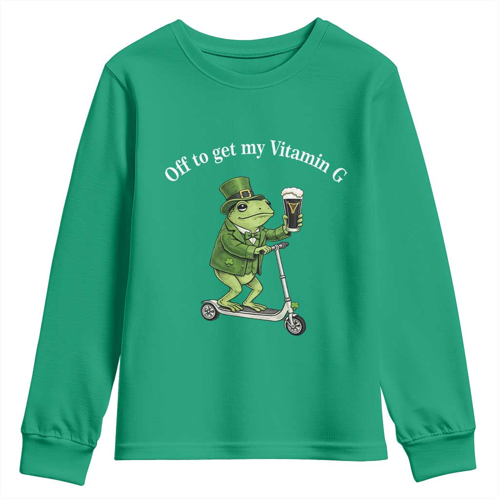 Funny Frog St Patricks Day Meme Youth Sweatshirt Vitamin G Irish Beer