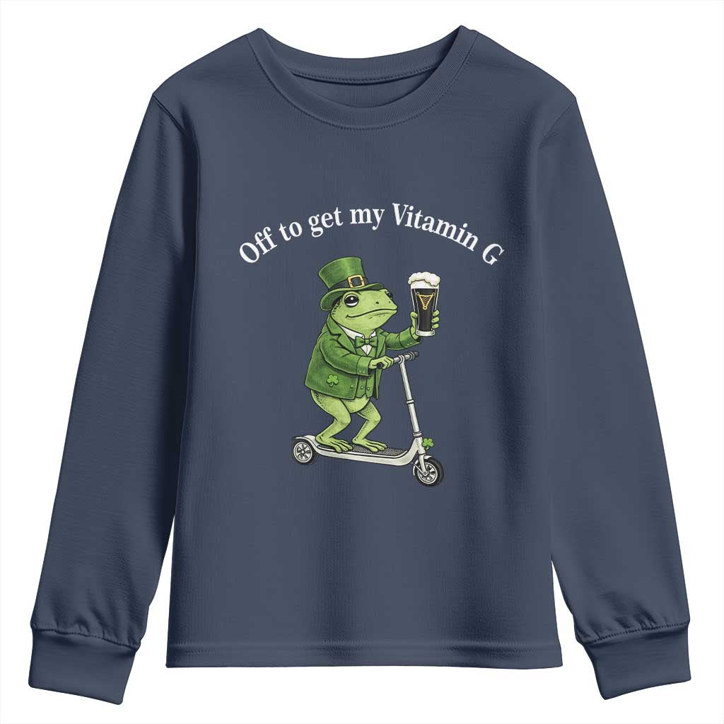 Funny Frog St Patricks Day Meme Youth Sweatshirt Vitamin G Irish Beer