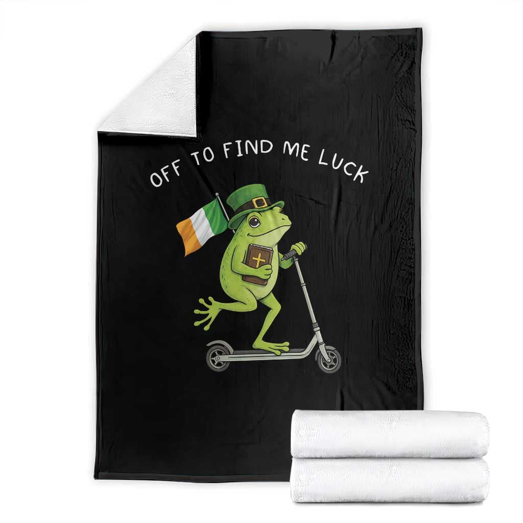 Funny Frog Christian St Patricks Day Throw Blanket Off To Find Me Lucky