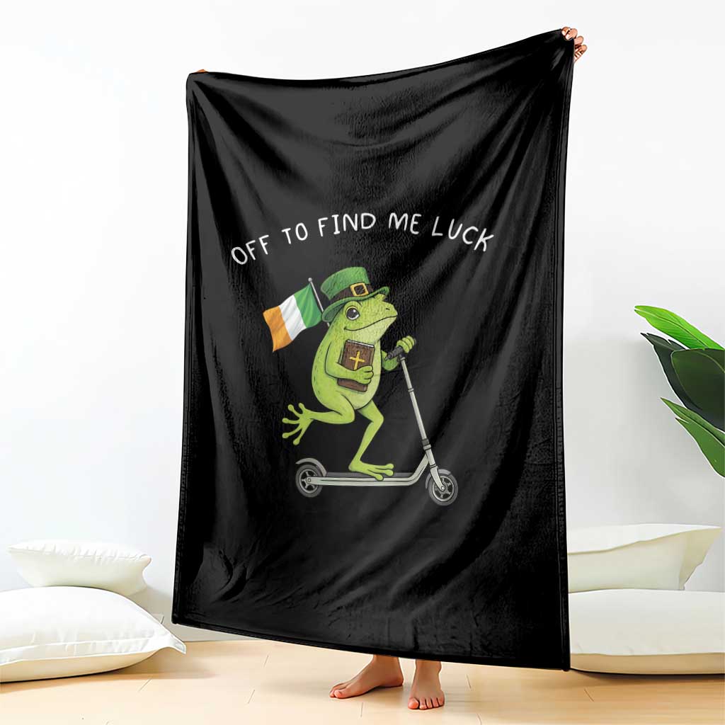 Funny Frog Christian St Patricks Day Throw Blanket Off To Find Me Lucky