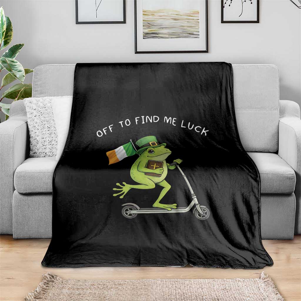 Funny Frog Christian St Patricks Day Throw Blanket Off To Find Me Lucky
