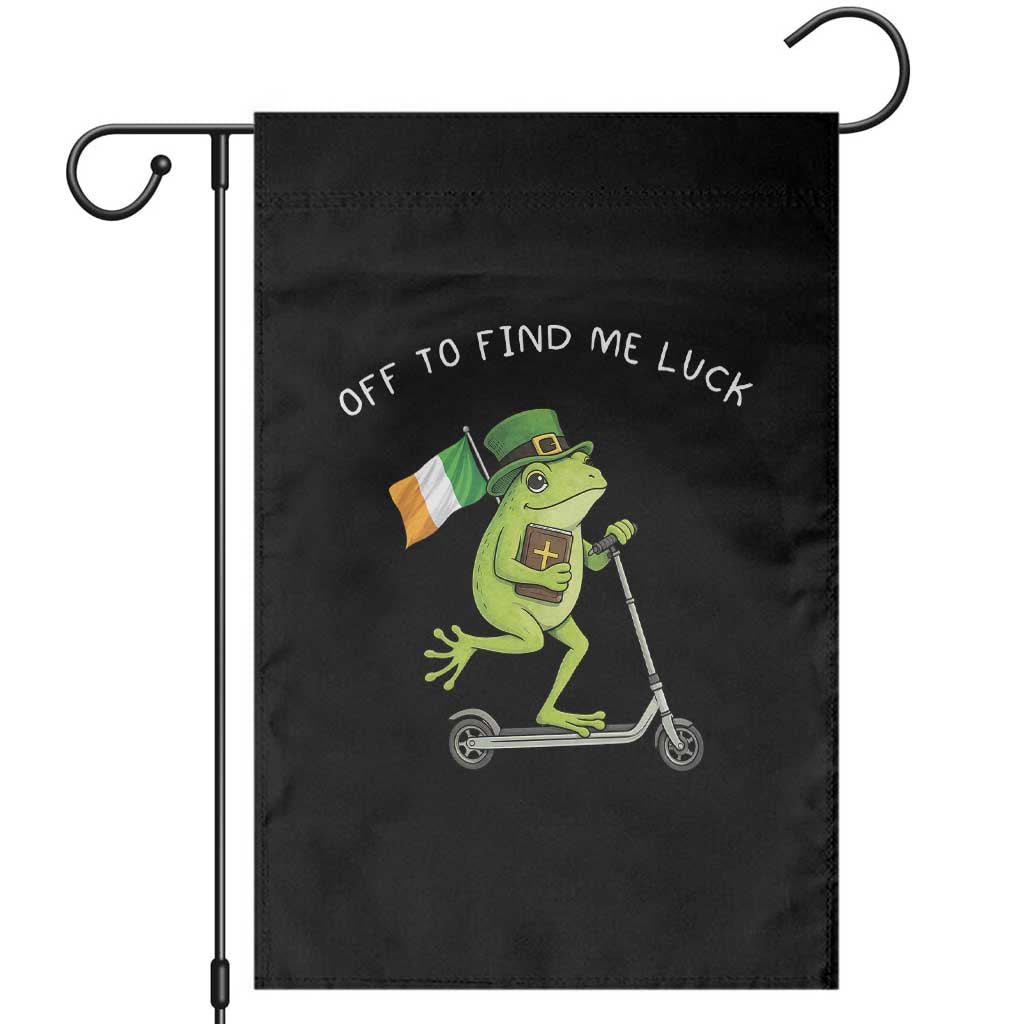 Funny Frog Christian St Patricks Day Garden Flag Off To Find Me Lucky